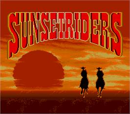 Title screen of Sunset Riders on the Arcade.