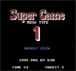 Title screen of Super Game Mega Type 1 on the Arcade.