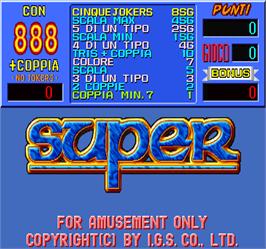 Title screen of Super Poker on the Arcade.