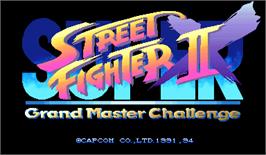 Title screen of Super Street Fighter II X: Grand Master Challenge on the Arcade.