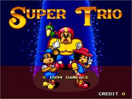 Title screen of Super Trio on the Arcade.
