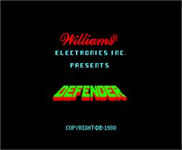 Title screen of T.T Defender on the Arcade.