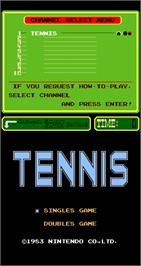 Title screen of Tennis on the Arcade.