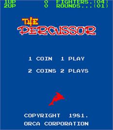 Title screen of The Percussor on the Arcade.