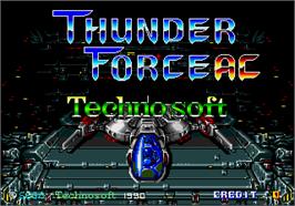 Title screen of Thunder Force AC on the Arcade.
