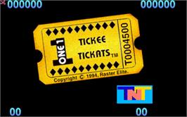 Title screen of Tickee Tickats on the Arcade.