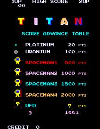Title screen of Titan on the Arcade.