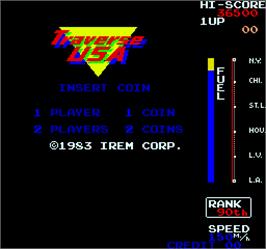 Title screen of Traverse USA / Zippy Race on the Arcade.
