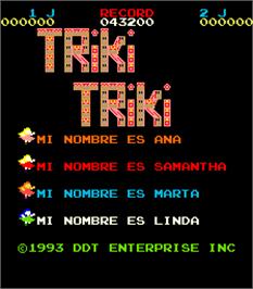 Title screen of Triki Triki on the Arcade.