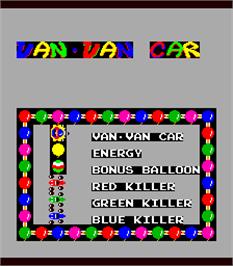 Title screen of Van-Van Car on the Arcade.