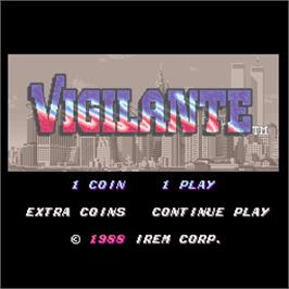 Title screen of Vigilante on the Arcade.
