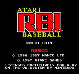 Title screen of Vs. Atari R.B.I. Baseball on the Arcade.