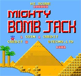 Title screen of Vs. Mighty Bomb Jack on the Arcade.