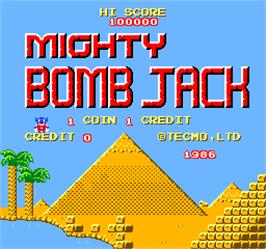 Title screen of Vs. Mighty Bomb Jack on the Arcade.