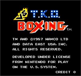Title screen of Vs. T.K.O. Boxing on the Arcade.