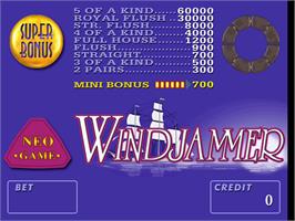 Title screen of Windjammer on the Arcade.