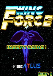 Title screen of Wing Force on the Arcade.
