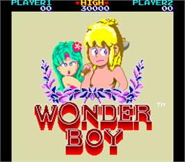 Title screen of Wonder Boy Deluxe on the Arcade.