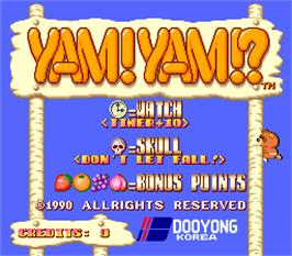 Title screen of Yam! Yam!? on the Arcade.