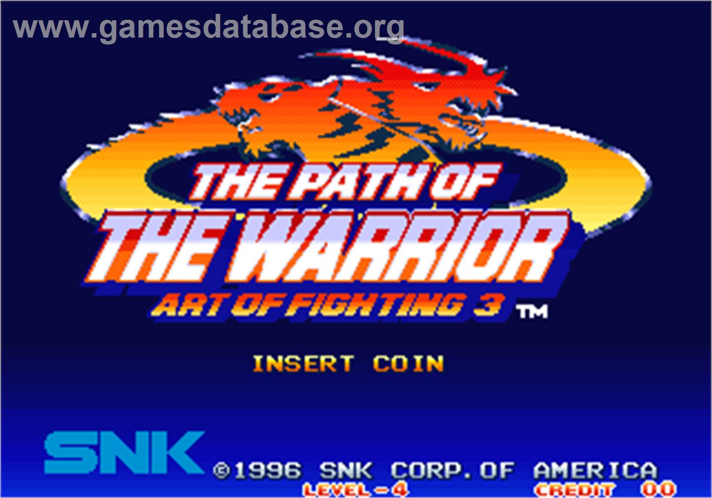 Art of Fighting 3 - The Path of the Warrior - Arcade - Artwork - Title Screen