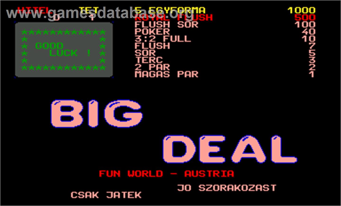 Big Deal - Arcade - Artwork - Title Screen