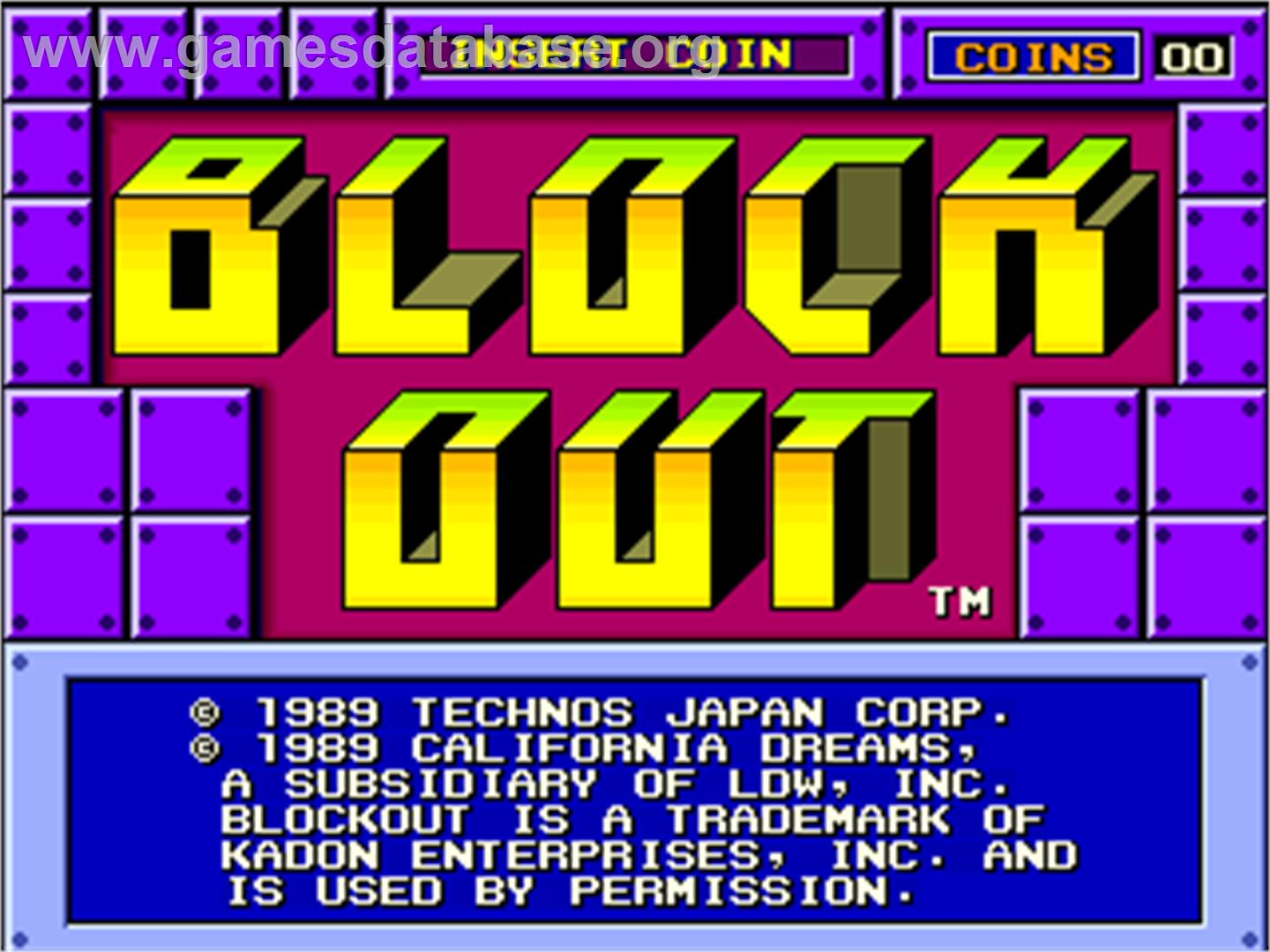 Block Out - Arcade - Artwork - Title Screen