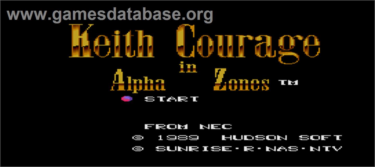 Keith Courage In Alpha Zones - Arcade - Artwork - Title Screen