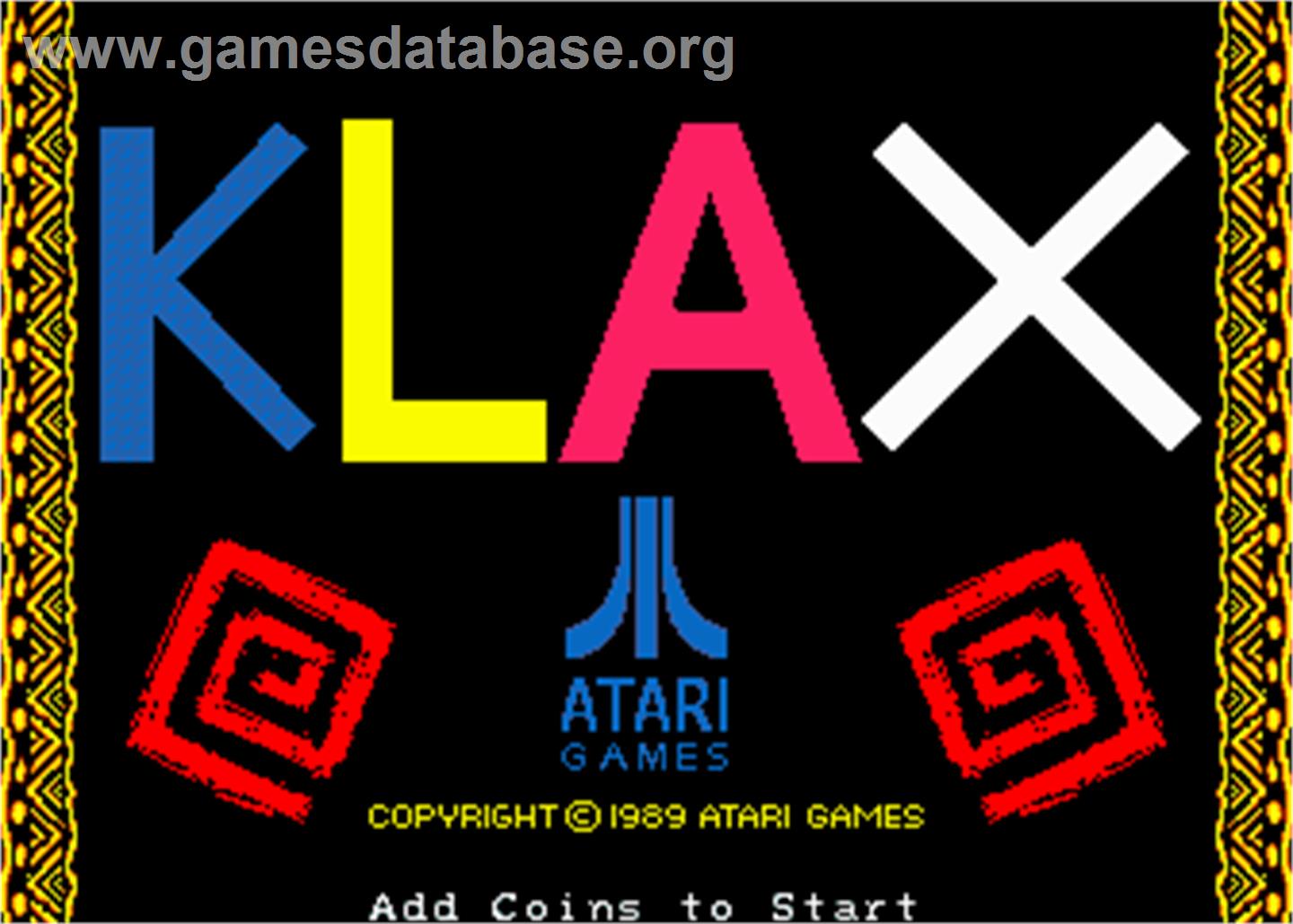 Klax - Arcade - Artwork - Title Screen