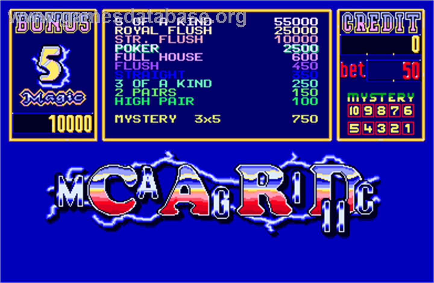 Magic Card II - Arcade - Artwork - Title Screen