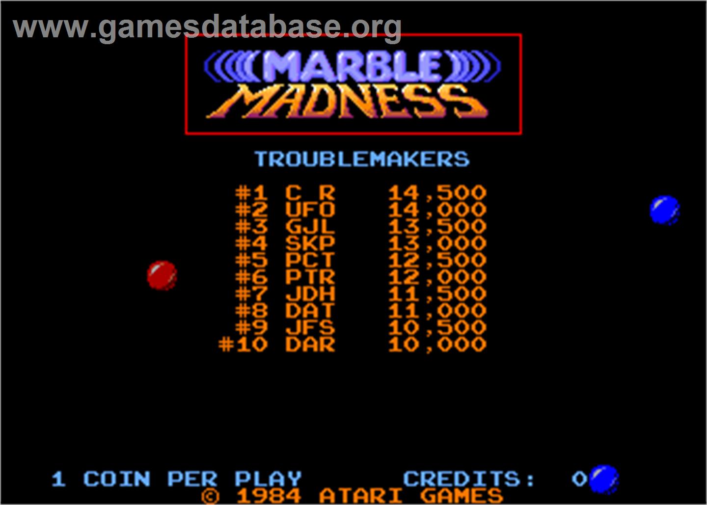Marble Madness - Arcade - Artwork - Title Screen
