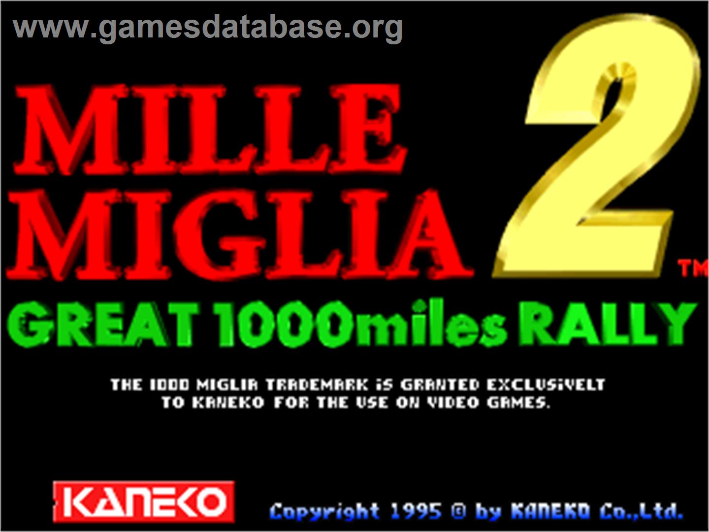 Mille Miglia 2: Great 1000 Miles Rally - Arcade - Artwork - Title Screen