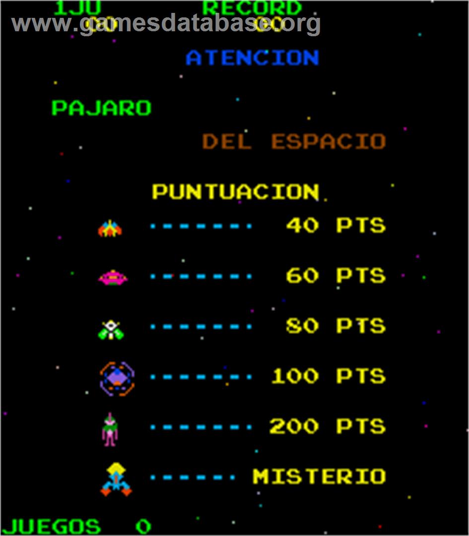Pajaro del Espacio - Arcade - Artwork - Title Screen