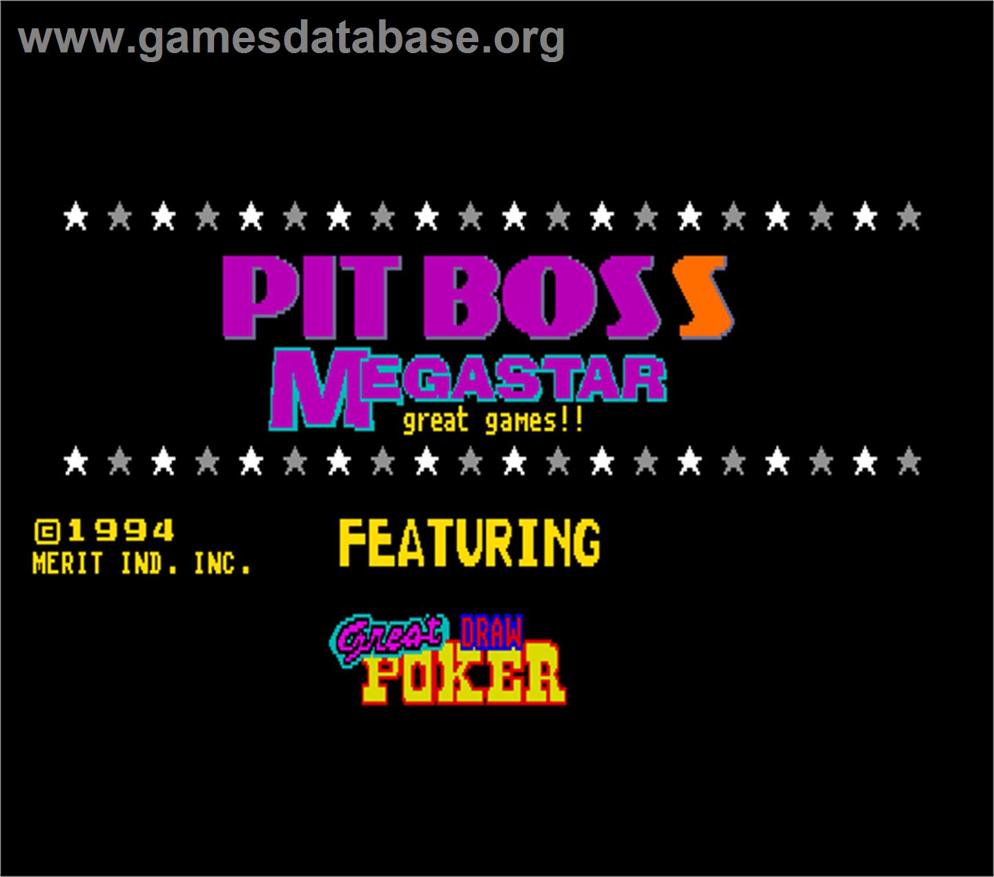 Pit Boss Megastar - Arcade - Artwork - Title Screen
