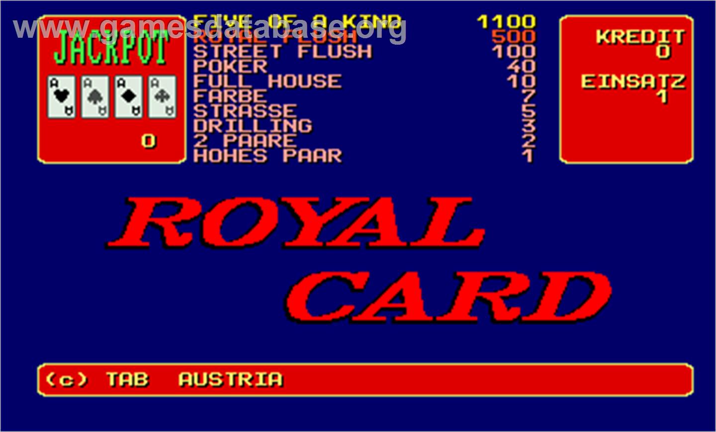 Royal Card v2.0 Professional - Arcade - Artwork - Title Screen