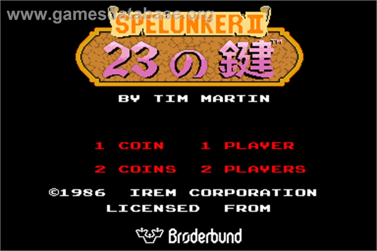 Spelunker II - 23 no Kagi - Arcade - Artwork - Title Screen