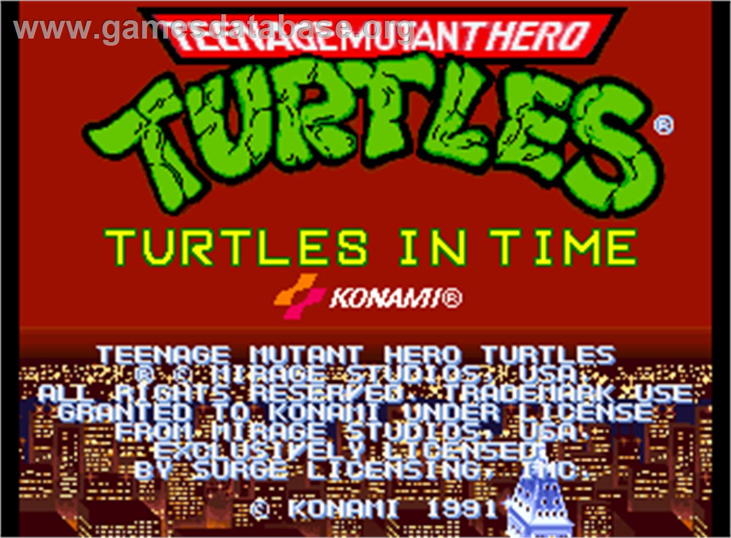 Teenage Mutant Hero Turtles - Turtles in Time - Arcade - Artwork - Title Screen