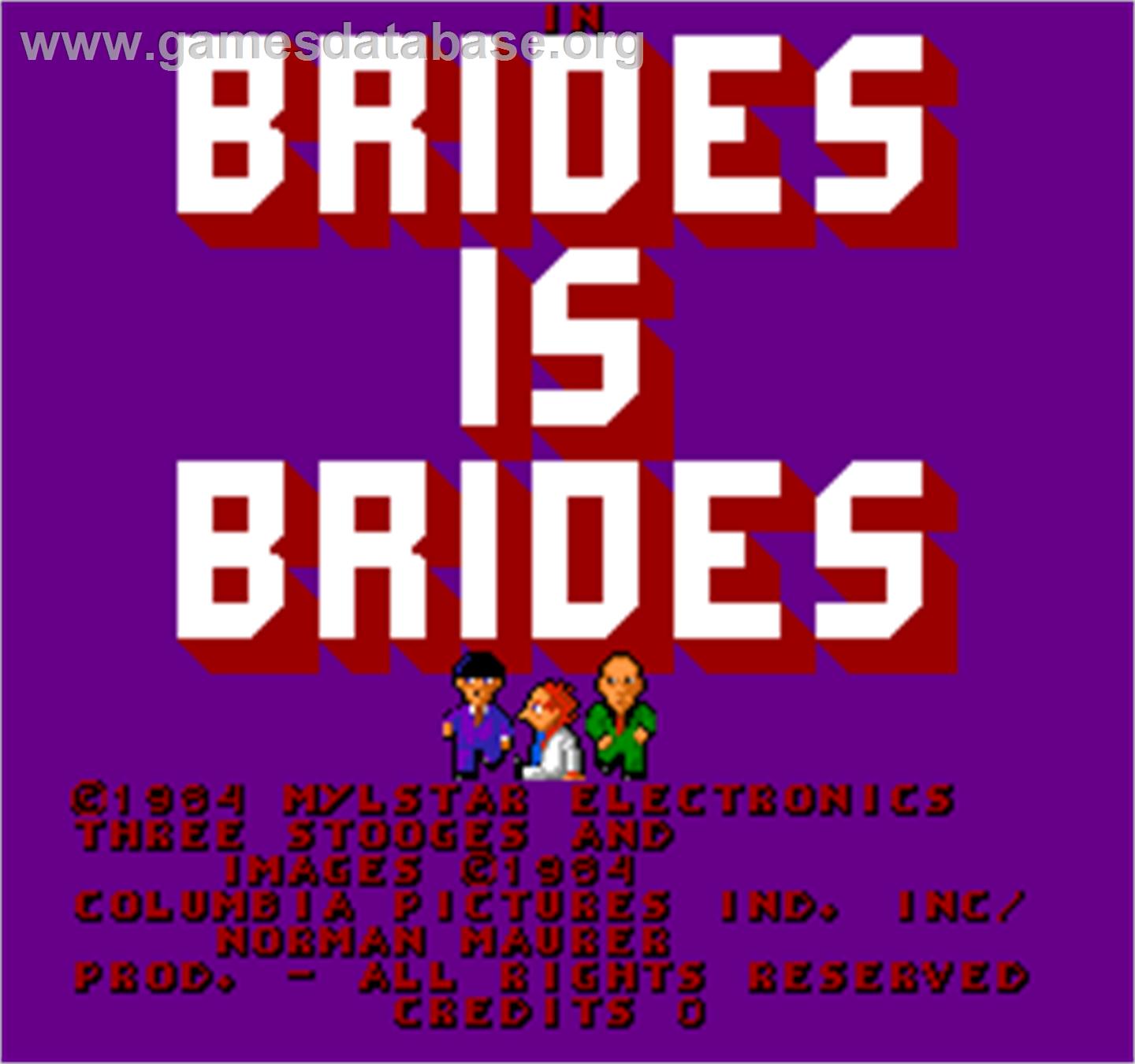 The Three Stooges In Brides Is Brides - Arcade - Artwork - Title Screen