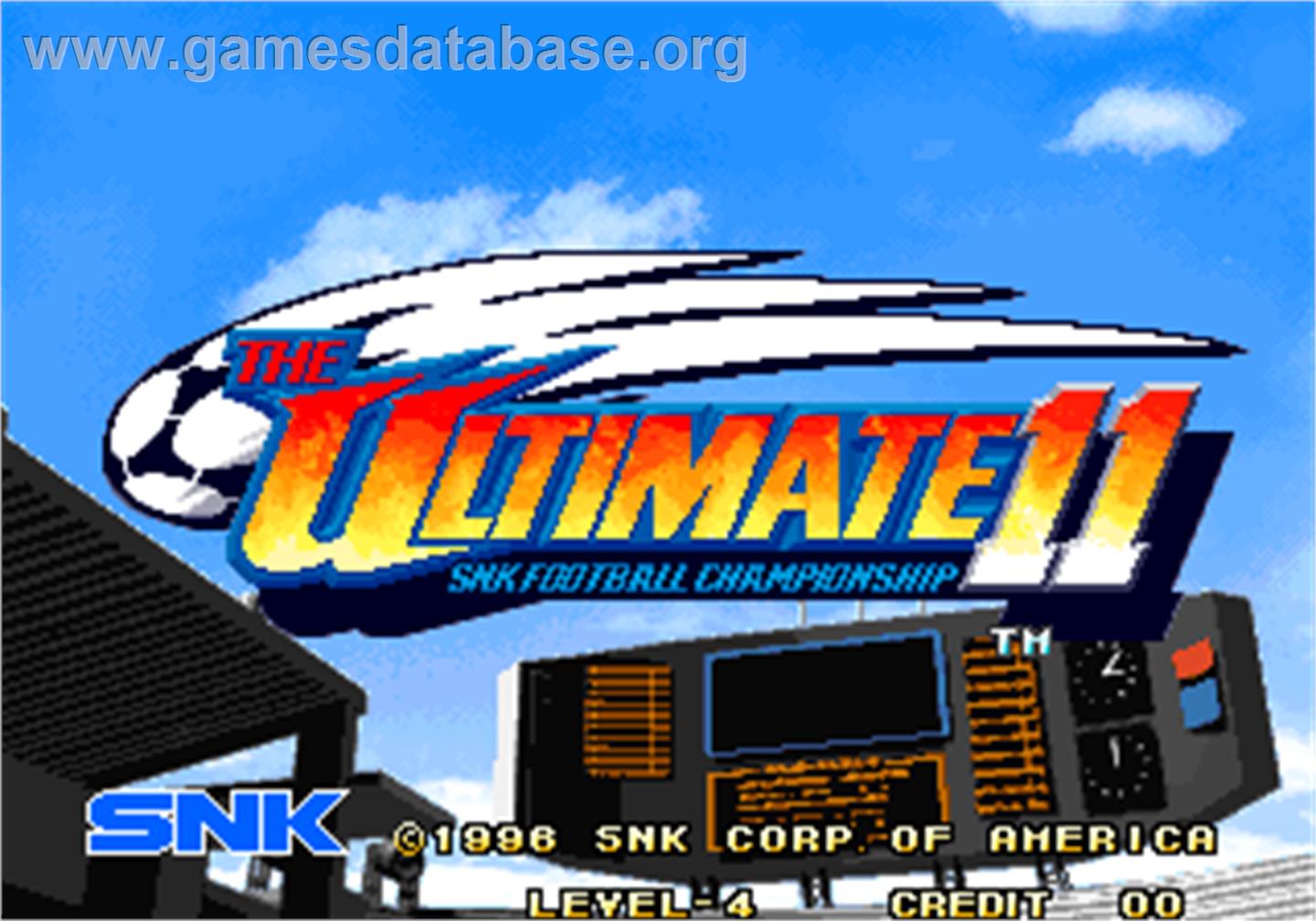 The Ultimate 11 - The SNK Football Championship / Tokuten Ou - Honoo no Libero - Arcade - Artwork - Title Screen