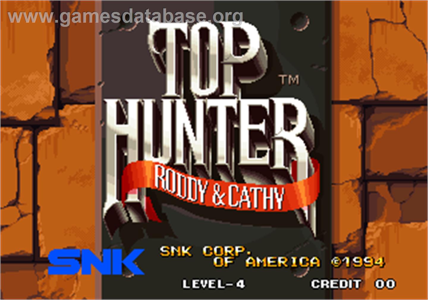 Top Hunter - Roddy & Cathy - Arcade - Artwork - Title Screen