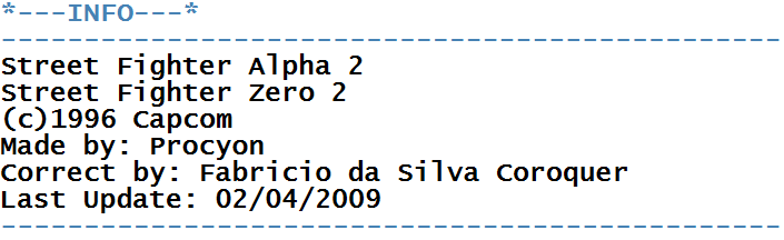 Street Fighter Alpha 2 - Arcade - Commands/Moves 