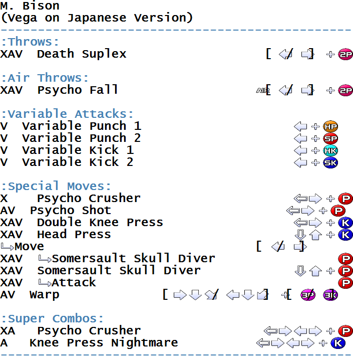Street Fighter Alpha 3 Move Lists - Guide for Street Fighter Alpha 3 on  Game Boy Advance (GBA) (56982)