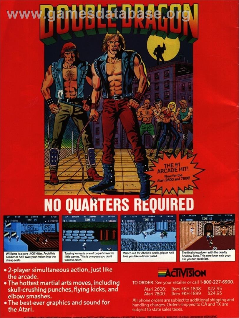 Double Dragon - Atari 2600 - Artwork - Advert