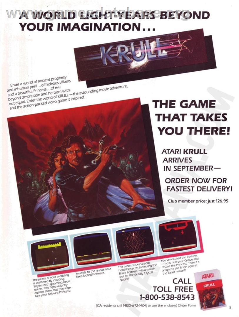 Krull - Atari 7800 - Artwork - Advert