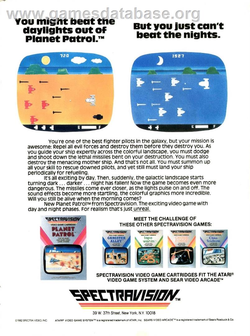 Planet Patrol - Atari 2600 - Artwork - Advert
