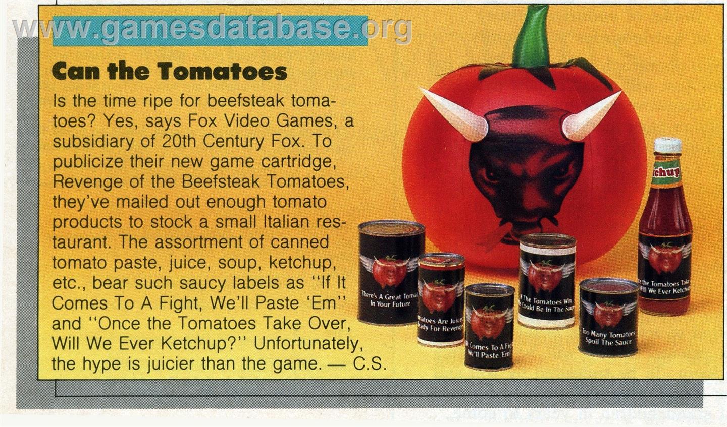 Revenge Of The Beefsteak Tomatoes - Atari 2600 - Artwork - Advert