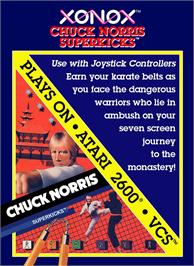 Box cover for Chuck Norris Superkicks on the Atari 2600.