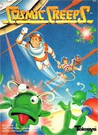 Box cover for Cosmic Creeps on the Atari 2600.