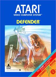 Box cover for Defender on the Atari 2600.