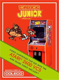 Box cover for Donkey Kong Junior on the Atari 2600.