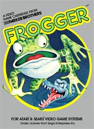 Box cover for Frogger (Parker Brothers) on the Atari 2600.